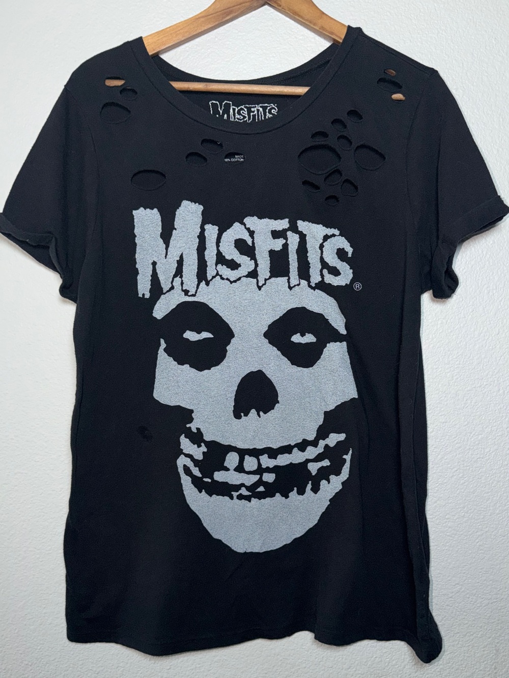 Misfits Distressed Skull Graphic Band Tee Black Life Clothing Co XL Punk Goth